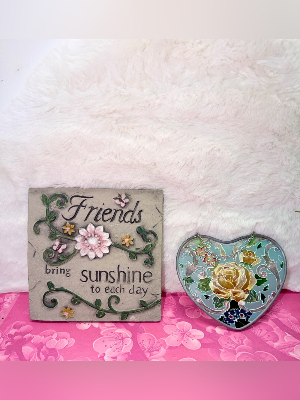 Friends Bring Sunshine To Each Day  Wall Plaque & Painted Glass Suncatcher ⭐️